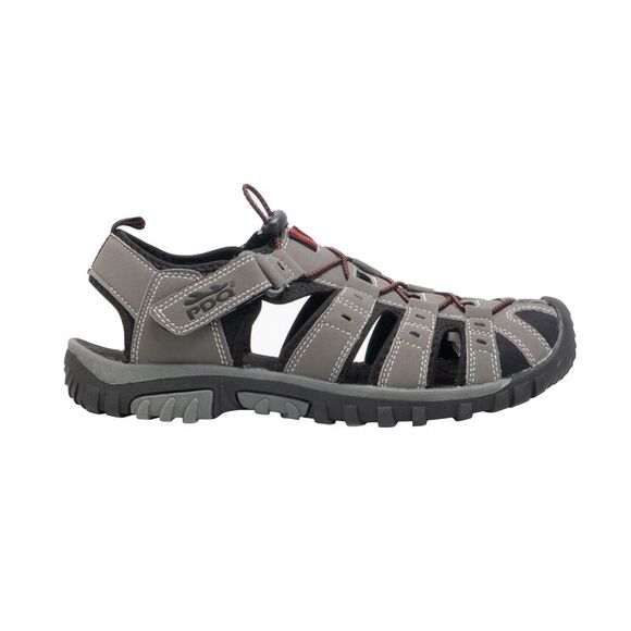 PDQ Youth Boys Toggle & Touch Fastening Synthetic Nubuck Trail Sandals / Grey/Re - Picture 1 of 3